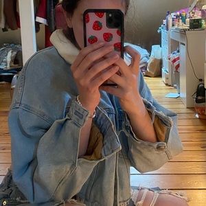 🥶cropped zara Jean jacket w/ fur detailing🥶